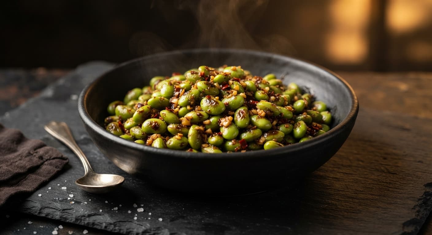 Crispy Chili-Garlic Edamame