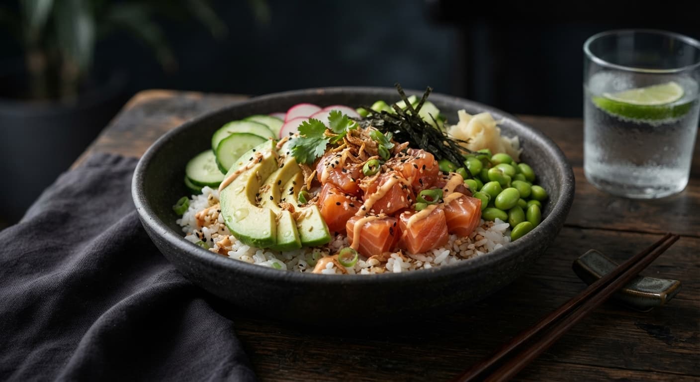 Salmon and Avocado Poke Bowl
