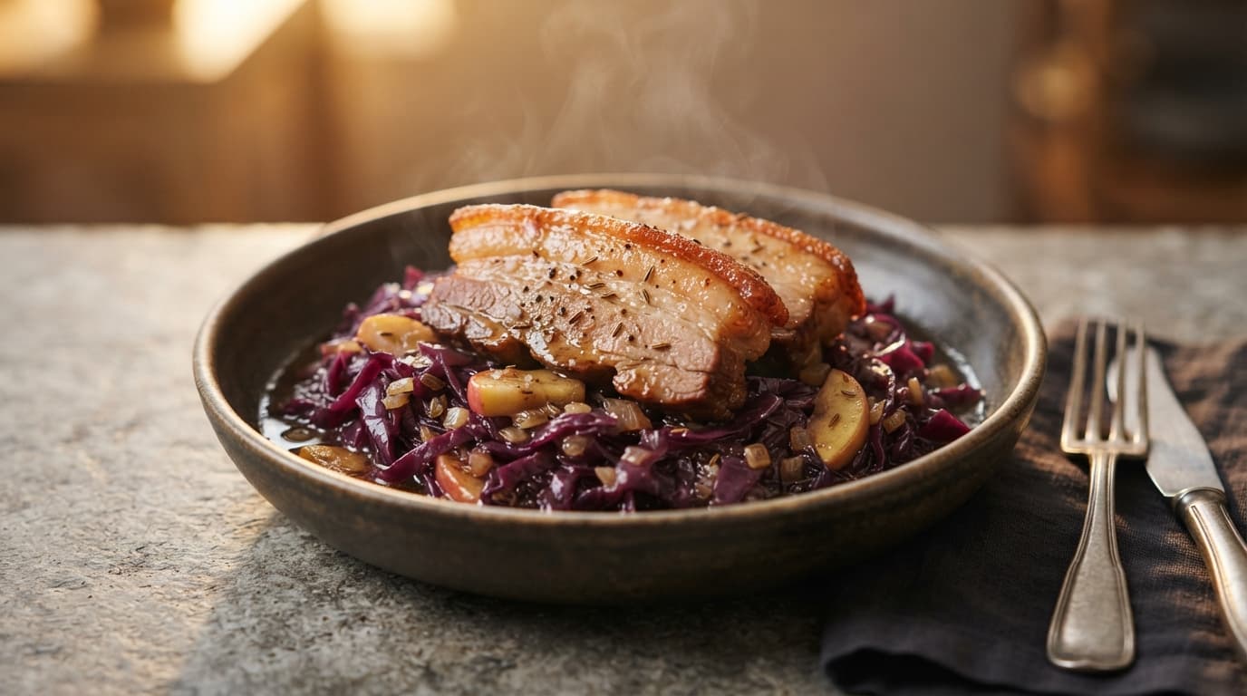 Apple and Cabbage Braised Pork Belly