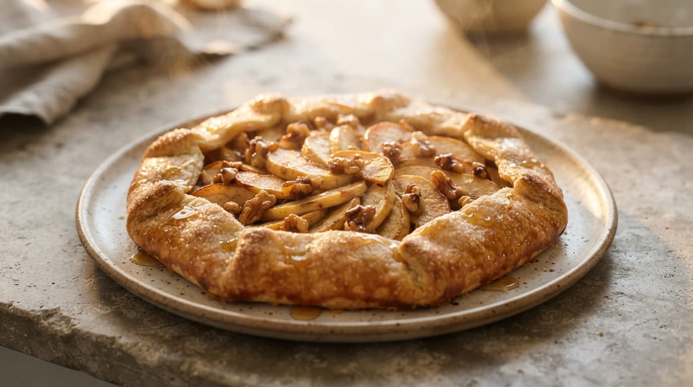Apple and Walnut Galette with Honey