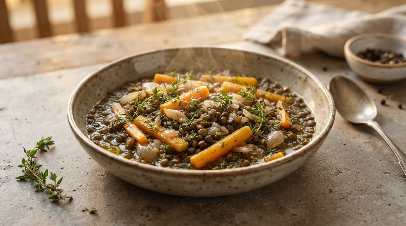 Braised French Green Lentils with Shallots and Thyme