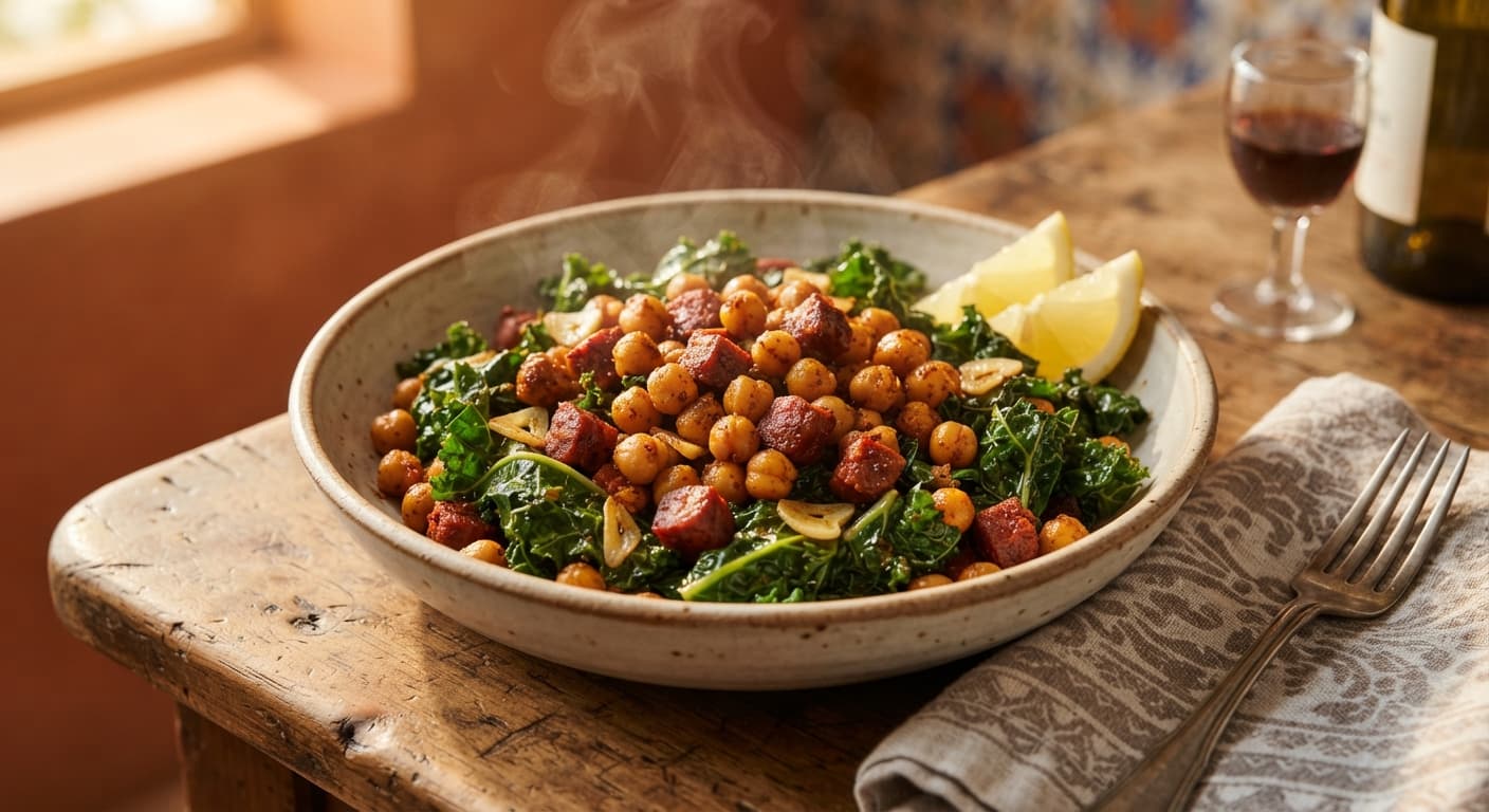 Chickpea and Chorizo Sauté with Wilted Kale