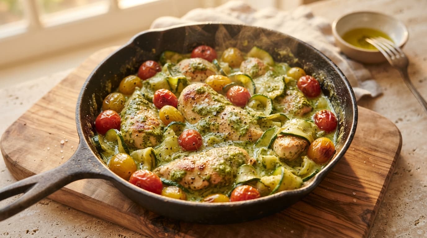 Creamy Pesto Chicken and Zucchini Skillet