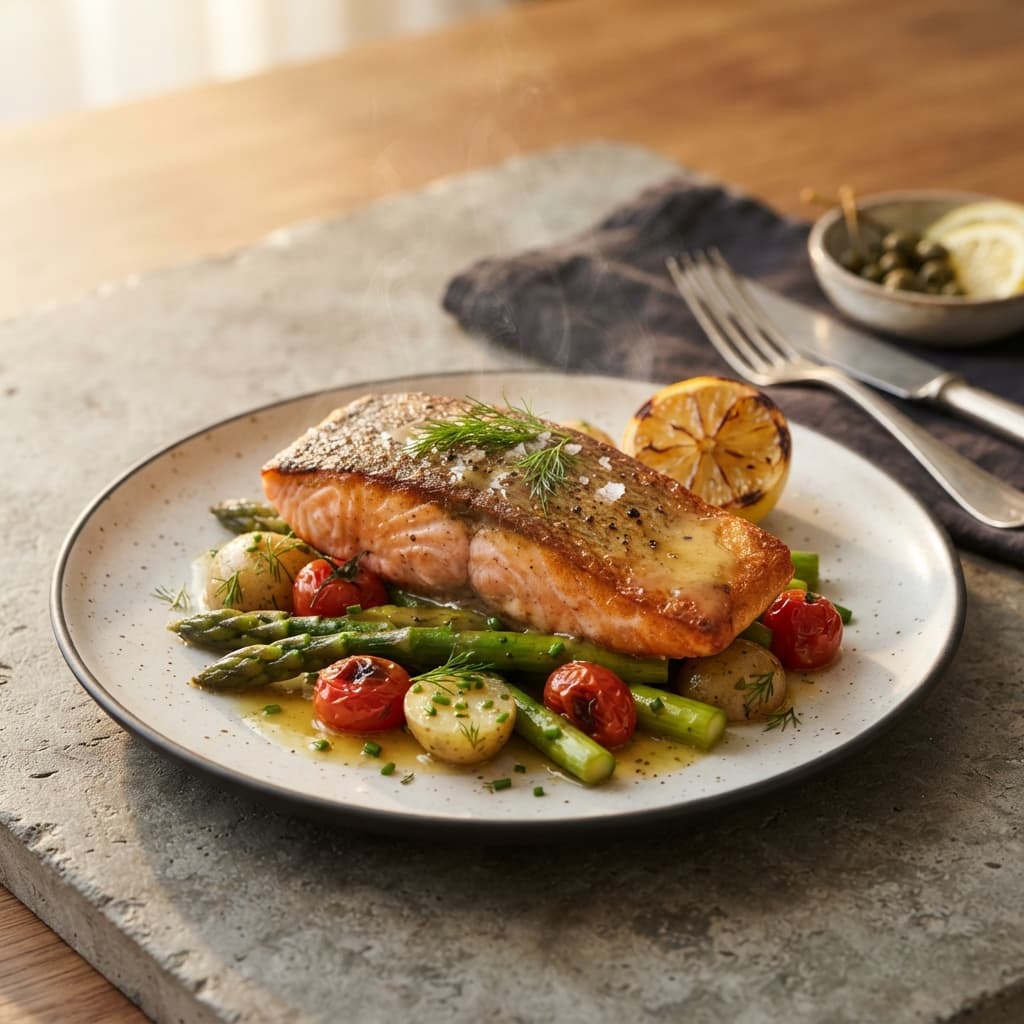 Crispy-Skin Salmon with Lemon Butter