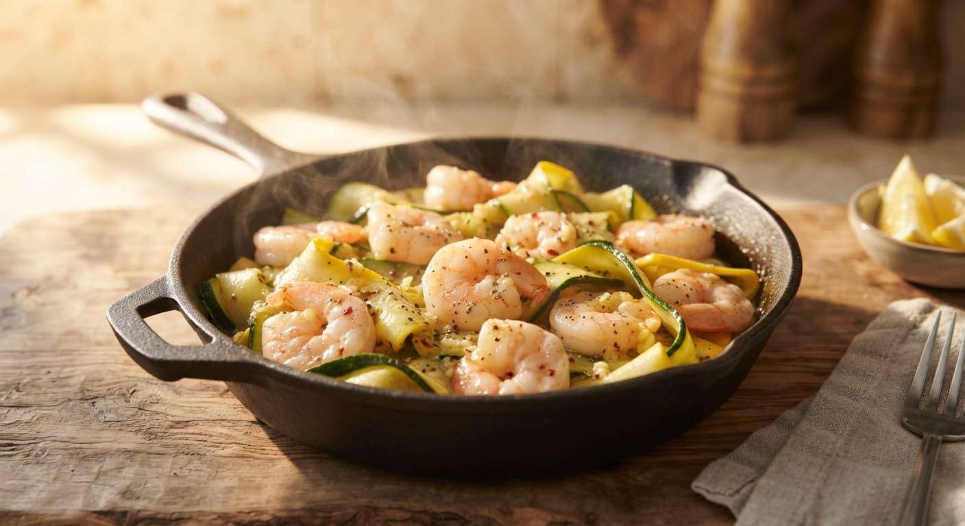 Garlic Butter Shrimp and Zucchini Skillet