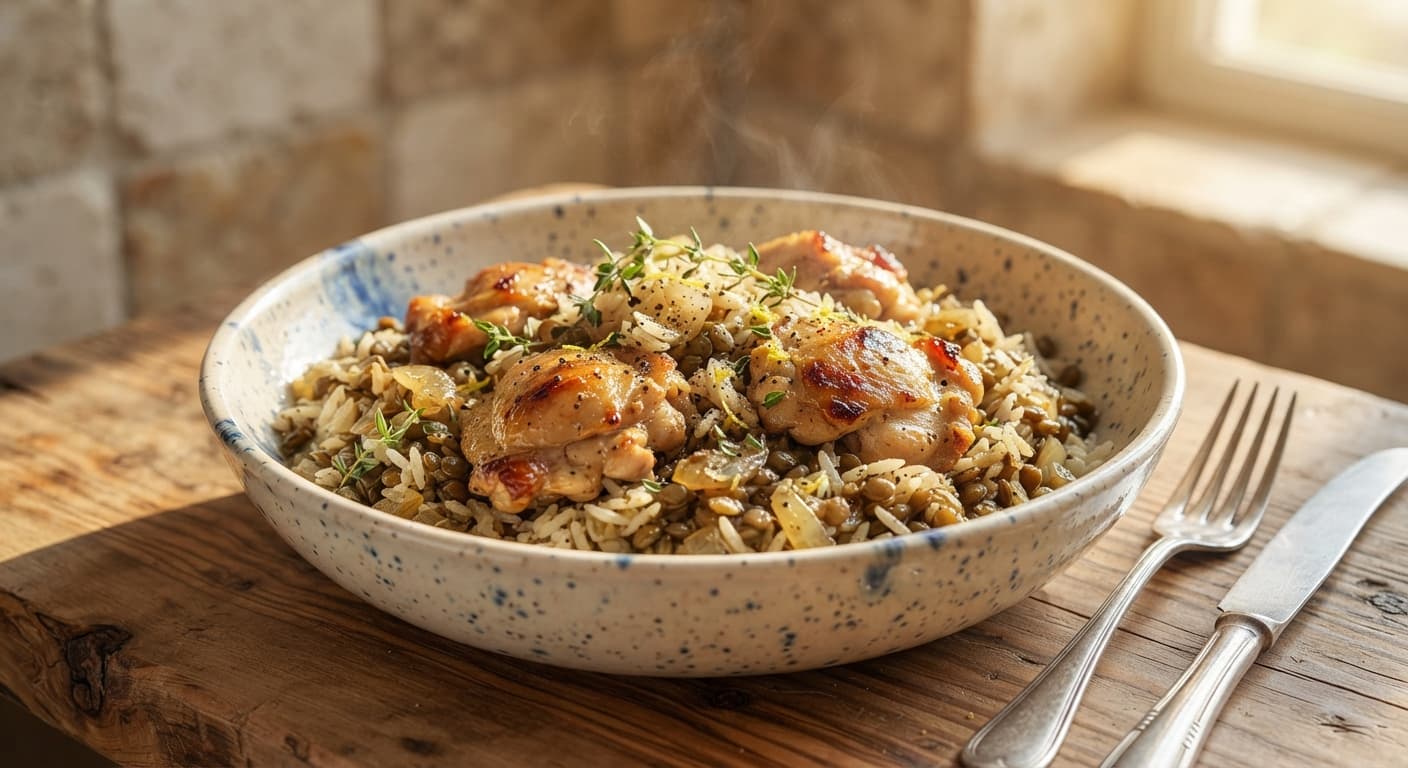 Lemon Herb Chicken and Lentil Pilaf