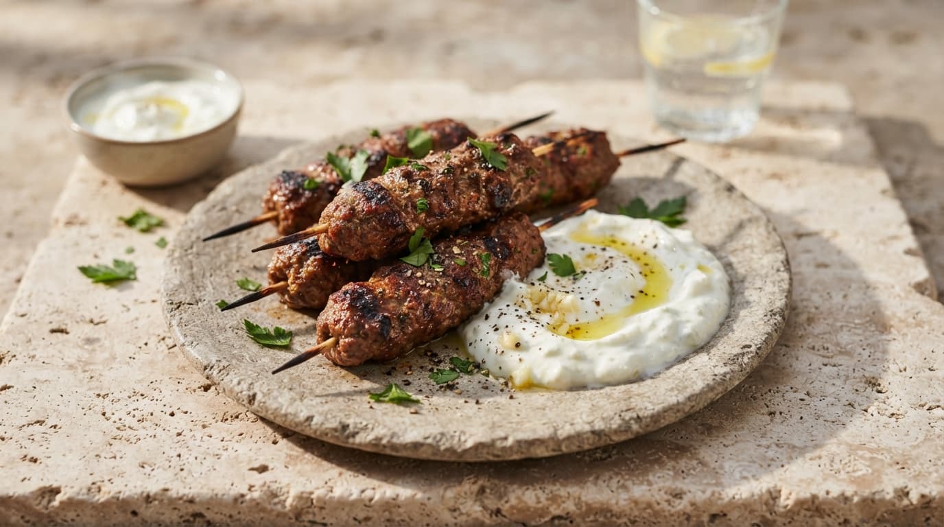 Middle Eastern Spiced Beef Kofta with Garlic Yogurt