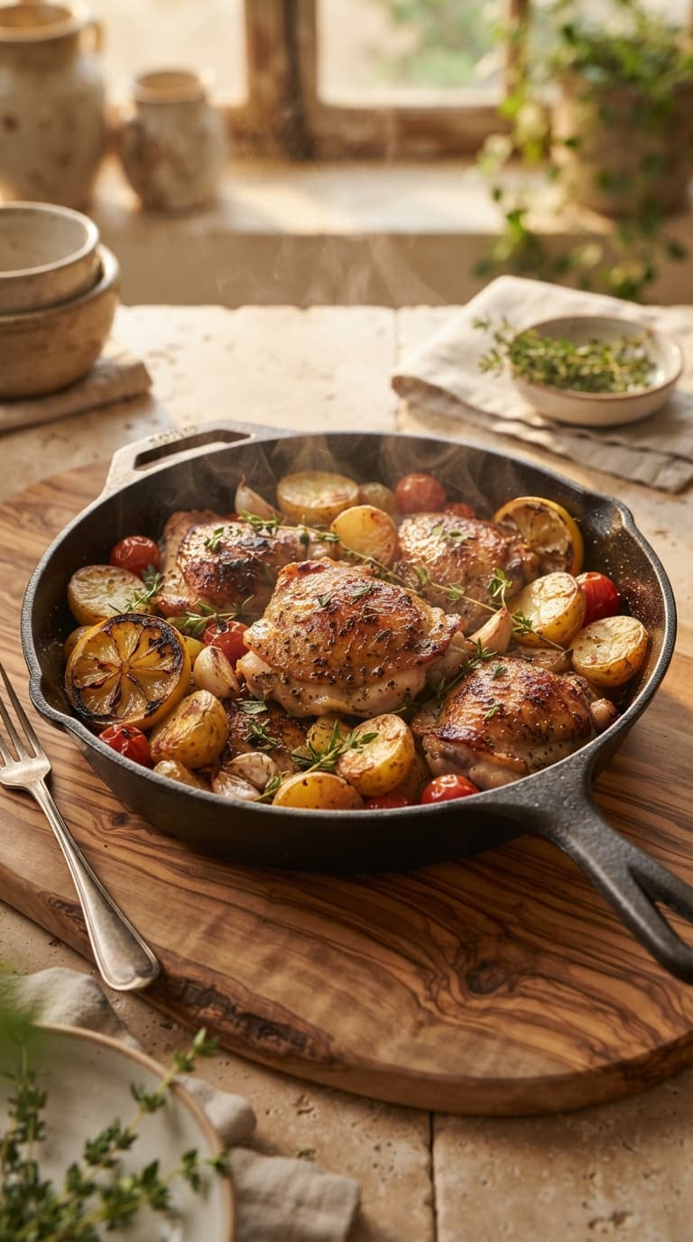 One-Pan Chicken Thighs with Potatoes and Lemon