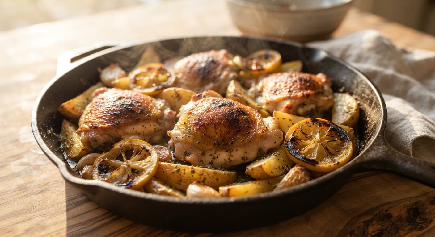 One-Pan Chicken Thighs with Potatoes and Lemon
