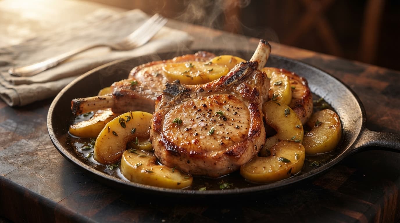 Pan-Seared Pork Chops with Cider-Glazed Apples