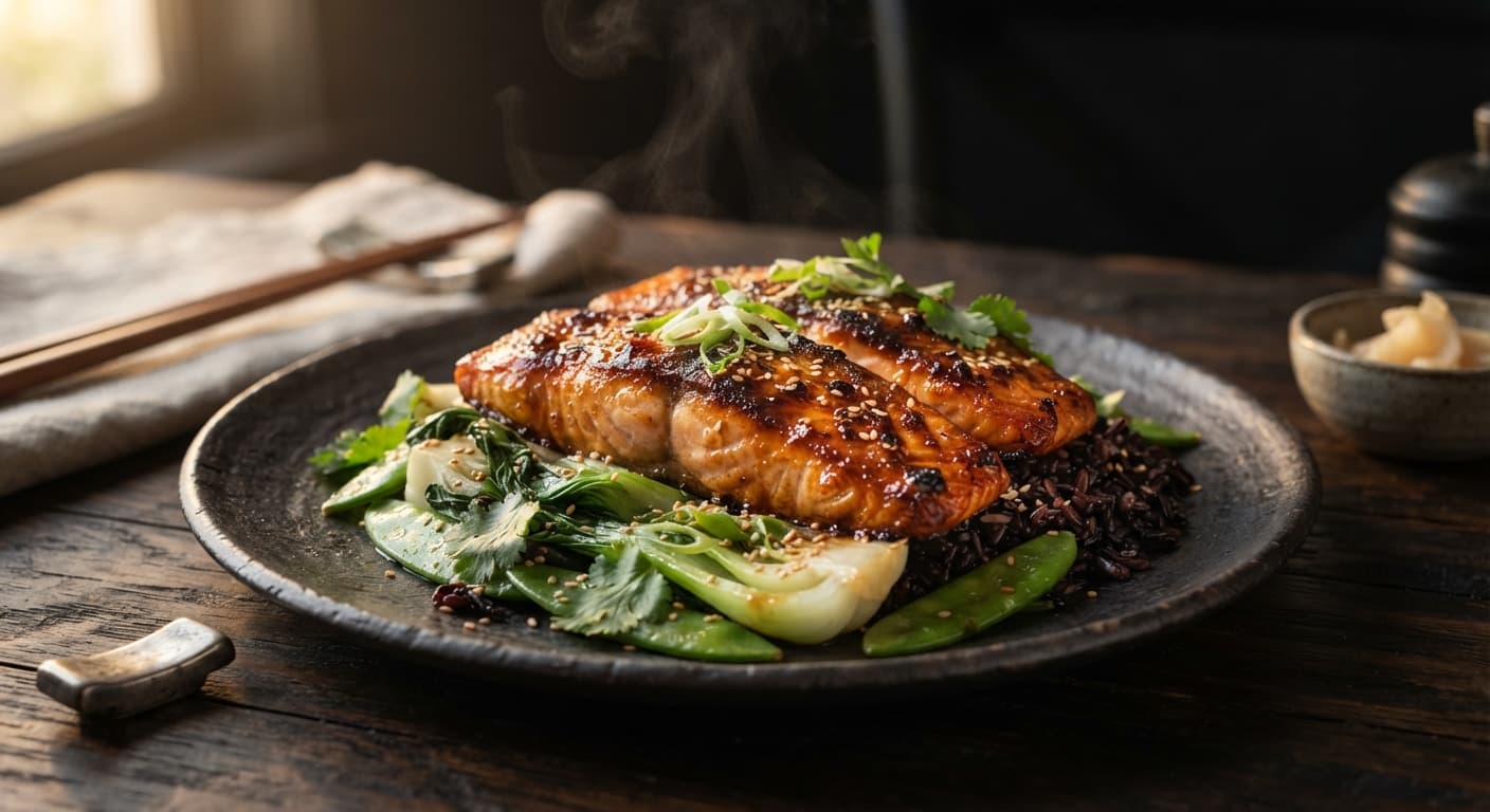 Pan-Seared Salmon with Miso-Ginger Glaze
