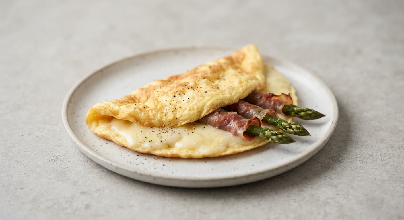 Prosciutto-Wrapped Asparagus and Gruyère Omelette