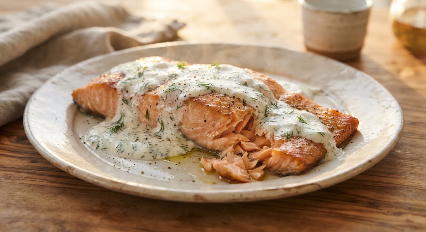 Slow-Roasted Salmon with Herbed Yogurt Sauce