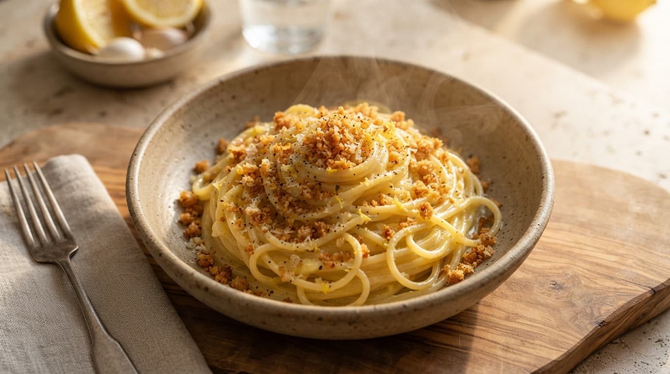 Spaghetti al Limone with Toasted Breadcrumbs