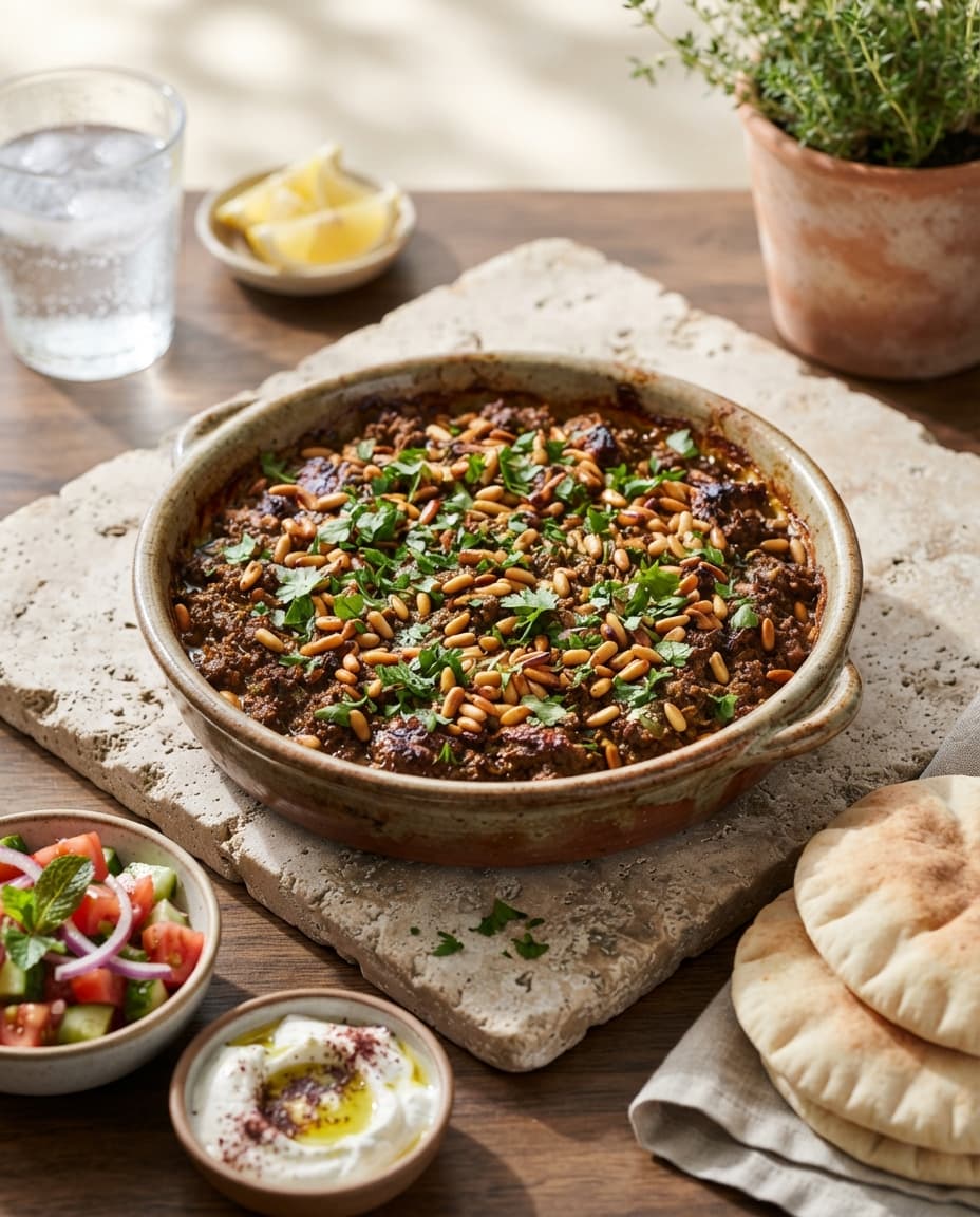 Spiced Ground Beef and Pine Nut Siniyah