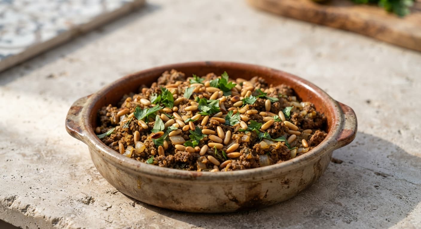 Spiced Ground Beef and Pine Nut Siniyah