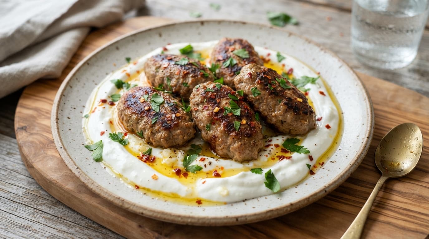 Turkish-Style Ground Turkey Kofta with Garlic Yogurt